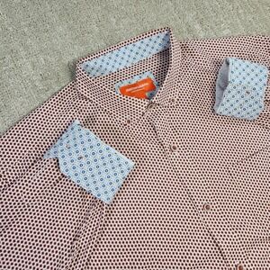 Johnston & Murphy Shirt Men Large Performance Geometric Floral Flip Cuff Button